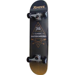 👉 Skateboard zwart hout goud goudkleurig Move True 78 X 19 Cm Zwart/goud 4260195358409