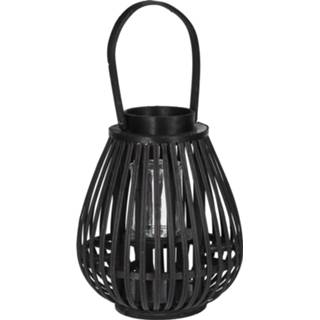 👉 Lantaarn zwart bamboe Homestyle - Verlichting 23x23x27 cm 8719987909740