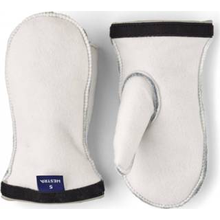 👉 Hand schoenen 7 uniseks grijs wit Hestra - Kid's Heli Ski Junior Liner Mitt Handschoenen maat 7, wit/grijs 7332540713403
