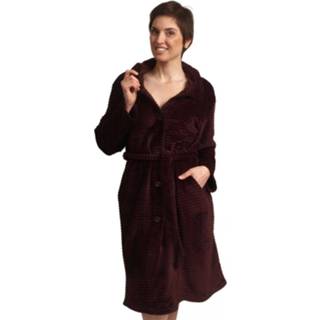 👉 Damesbadjas bordeaux rode vrouwen met knopen - zacht fleece-s