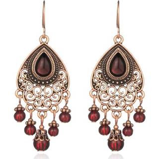 👉 Oorhanger goudkleurige rode multicolor steen metaallegering vrouwen Bohemian dames oorhangers met en kraaltjes 8720629980409