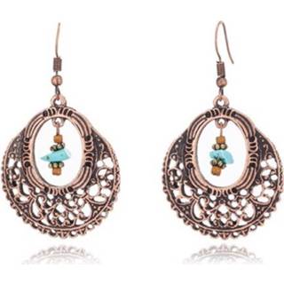 👉 Oorbelhanger multicolor metaal metaallegering Ronde Boho oorbellen hangers met steentje en kralen 8720629980652