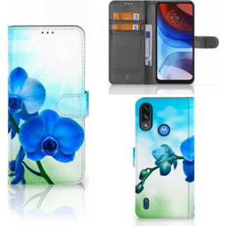👉 Orchidee blauw Motorola Moto E7i Power Hoesje - Cadeau voor je Moeder 8720632132536