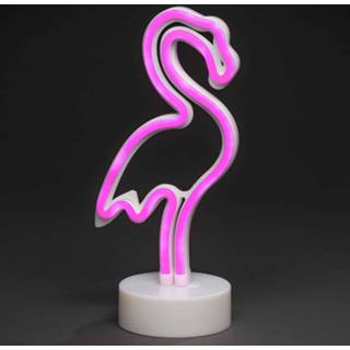 👉 Sfeerlamp transparant kunststof LED Flamingo, op batterijen