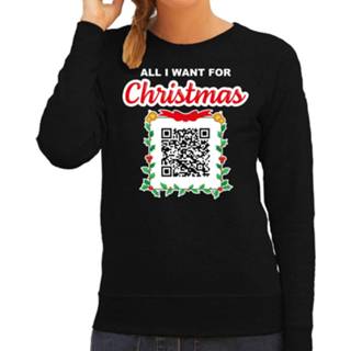 👉 Sweater active vrouwen zwart QR code kersttrui Alleen maar zuipen dames - Bellatio Christmas sweaters