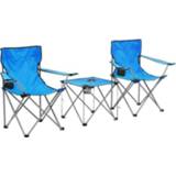 👉 Campingstoel blauw staal VidaXL campingstoelen en -tafel inklapbaar 3-delig 8718475704003