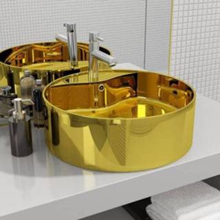 👉 Waskom goud VidaXL rond Ø46,5x15,5cm 8718475719755