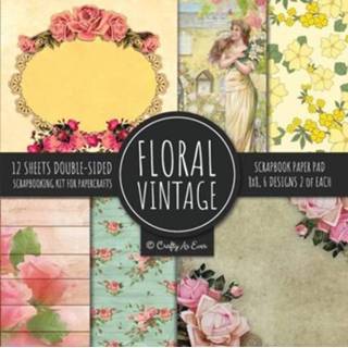 👉 Kladblok engels Vintage Floral Scrapbook Paper Pad 8x8 Scrapbooking Kit for Papercrafts, Cardmaking, DIY Crafts, Flower Background, Design 9781951373238