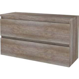 👉 Badmeubelset bruin BWS Salt 120x46cm Greeploos 4 Lades Met Afdekplaat Scotch Oak 8719304931997