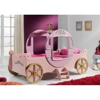 Princess autobed roze Glanzend gelakt MDF meisjes matrasbodem inbegrepen Autobed roze Glanzend gelakt MDF meisjes matrasbodem inbegrepen Princess