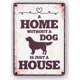 👉 Waakbord blik hout wit Plenty gifts home without a dog 21X15 CM 8717127447251