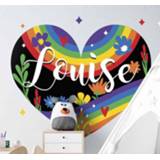 👉 Muursticker nederlands Muurstickers tekeningen Regenboog hart gepersonaliseerd