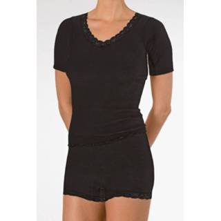 👉 Shirt zwart vrouwen Nina von C dames wollen T-shirt met kant - 4053742527416