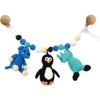 👉 Kinder wagen kleurrijk meisjes kinderen Nature Zoo of Denmark Gehaakte kinderwagen ketting met olifant, pinguïn en neushoorn 5713194600639