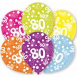 👉 Ballon 6x Stuks Feest Ballonnen Kleuren 80 Jaar Verjaardag 27 Cm - 8719538085428