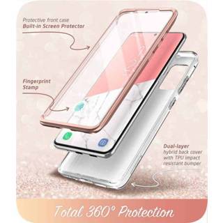 👉 Cosmo 360 Backcase hoesje met screenprotector Samsung S20 FE - Marmer Wit