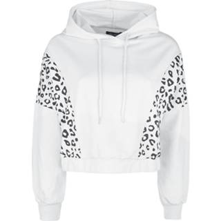 👉 Hoodie zwart vrouwen Mouw Longsleeve wit QED London - Leopard Print Panelled Trui met capuchon 4064854269385