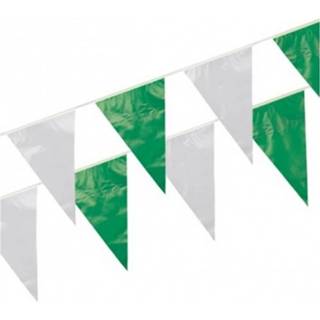 👉 Vlaggenlijn groen wit 3x Groen/wit Vlaggenlijnen 10 Meter Ps - 8718758801160