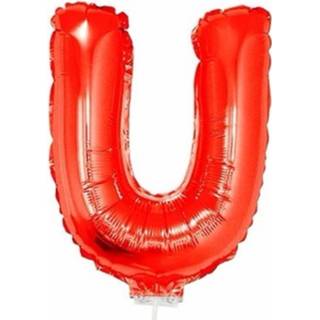 👉 Folie rood Ballon Letter U 41 Cm - Ballonnen 8719538162754