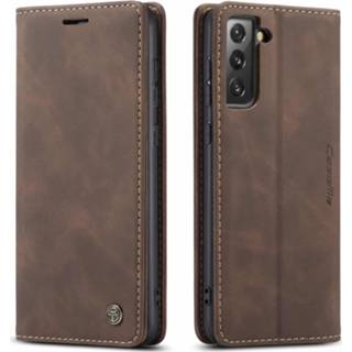 👉 Bruin Samsung Galaxy S21 FE Hoesje Caseme Retro Bookcase - Koffie 8720598432947