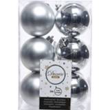 👉 Kerstbal kunststof zilver 12x Kerstballen Glanzend/mat 6 Cm Kerstboom Versiering/decoratie - 8719538110625