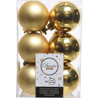 👉 Kerstbal kunststof goud 12x Kerstballen Glanzend/mat 6 Cm Kerstboom Versiering/decoratie - 8719538110618