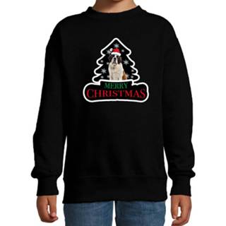 👉 Zwart kinderen Dieren kersttrui sint bernard - Foute honden kerstsweater