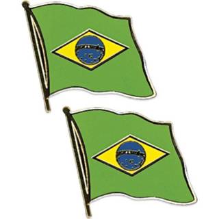 👉 Speld multi 4x stuks pin speldje broche vlag Brazili? 20 mm