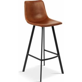 👉 Barkruk kunstleer cognac Ferry - Laag Set van 2 7435152995974