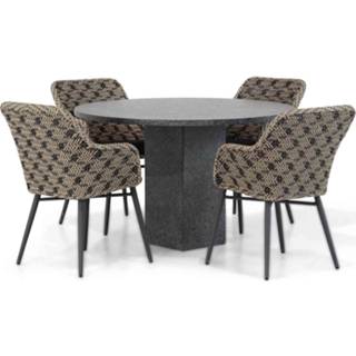 👉 Tuinset wicker Mixed Black-Taupe dining sets zwart-wit Lifestyle Crossway/Graniet 120 cm rond 5-delig 7434247647613