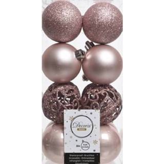 👉 Kerstbal roze kunststof plastic 16x Lichtroze Kerstballen 6 Cm - Mix Onbreekbare Kerstboomversiering 8719152752157