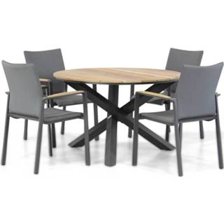 👉 Tuinset dining sets grijs-antraciet antracite Lifestyle Brandon/Fabriano 120 cm rond 5-delig 7434226929945