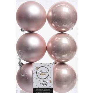 👉 Kerstbal roze kunststof 6x Kerstballen Glanzend/mat Licht 8 Cm Kerstboom Versiering/decoratie Lichtroze - 8719538908529