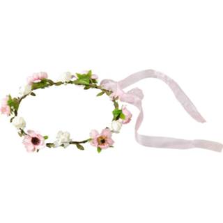 👉 Haarband wit roze active Bloemen met lint 8003558024414