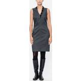 👉 Jurk linnen elastomultiester XS Dark Grey vrouwen op knielengte - stretch 5397189081049