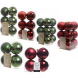 👉 Kerstversiering rood groen kunststof kerstballen mix donkerrood/donkergroen 6-8-10 cm pakket van 44x stuks