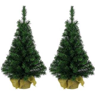 👉 Jute zak groen 4x stuks kerst kunstbomen in 45 cm