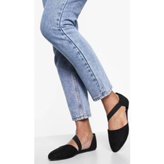 👉 Brede Ballerina'S Met Asymmetrische Bandjes En Puntneus, Black