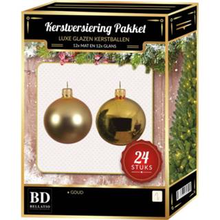 👉 Kerstbal goud 24 Stuks Glazen Kerstballen Pakket 6 Cm - 8720147542585