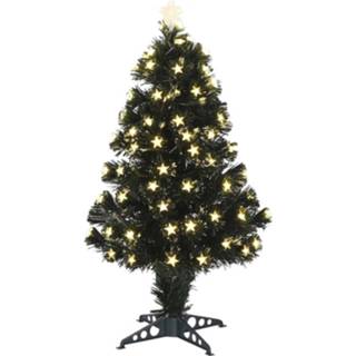 👉 Kerst boom fiber optic kerstboom/kunst kerstboom met sterren lampjes/lichtjes 90 cm