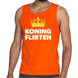 Tanktop oranje s mannen Koning Flirten / Mouwloos Shirt Heren - Feestshirts 8720147010381