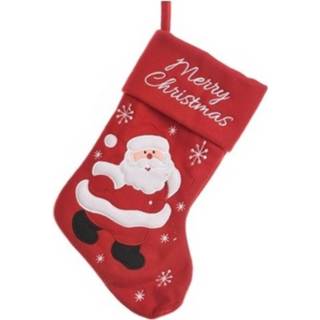 👉 Kerst sokken active rood 1x Kerstsok met kerstman 40 cm