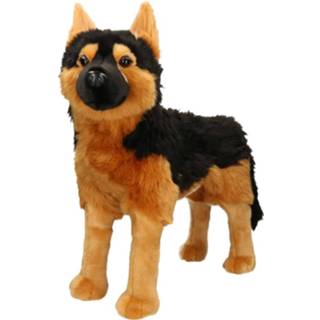 👉 Knuffel pluche kinderen bruin zwarte Grote bruin/zwarte Duitse Herder hond staand 53 cm speelgoed