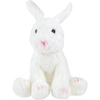 👉 Knuffel wit pluche kinderen dieren zittend konijn 15 cm