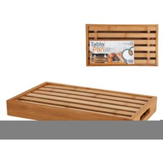 👉 Gerimport - Bamboe Broodsnijplank Met Handig Kruimelreservoir - Stokbroodplank - Snijplank - 34x20cm - Bruin