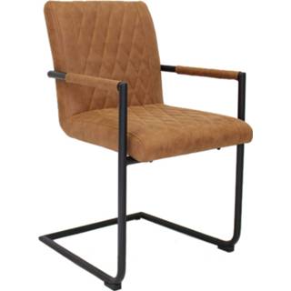 👉 Eetkamer stoel microvezel stof bruin Dimehouse Dean Eetkamerstoel Cognac - Industrieel Met Armleuning 7106613395014