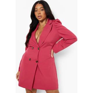 👉 Blazer roze Hot Pink Plus Jurk Met Pofmouwen,