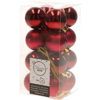 👉 Kerstboom rood Cosy Christmas Decoratie Kerstballen Donkerrood 16 Stuks - Kerstbal 8719538304505