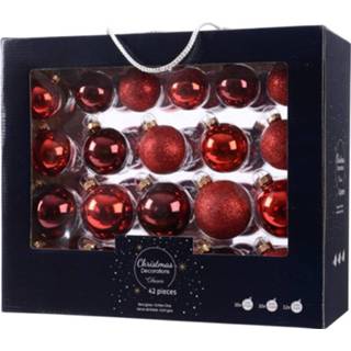 👉 Kerstbal rood Glazen Kerstballen Mix 42 Delig Glimmend En Glitter - 8719538395305