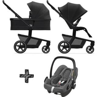 👉 Kinderwagen zwart active + autostoel kinderen Joolz Hub+ Brilliant Black incl.